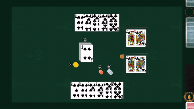 Mit dem Schalter Spielerhände anzeigen verschwinden die Handleisten und kommen wieder, und der Tisch ändert dabei seine Größe