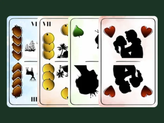 Ein ungarisches Kartenspiel auf dem GreenCloth-Tisch.